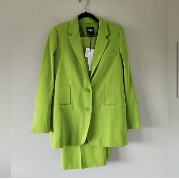 Zara Neon Lime Green Oversized Blazer - Picture 3 of 8